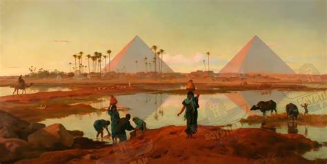 Giza Pyramids Landscape Ancient Egypt Egyptian Art Hand Etsy