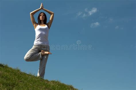 Slender Young Woman Doing Yoga Exercise Stock Image Image Of