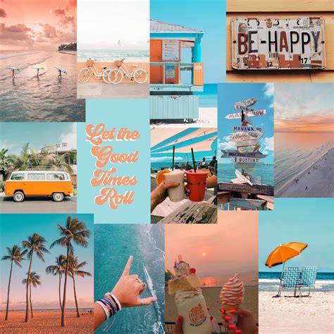 Beach Photo Wall Collage Kit Digital Download Set Of 45 Etsy