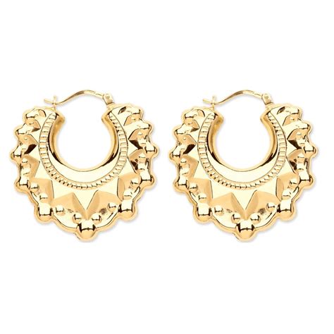 9ct Gold Round Victoria Spike 29mm Creole Earrings Jewellery From Hillier Jewellers Uk