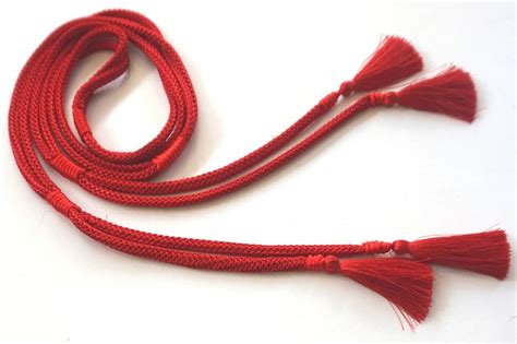 Red Satin Cord Rope Tassel Belt Etsy