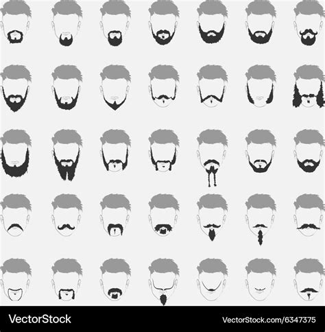 set mustache and beard royalty free vector image