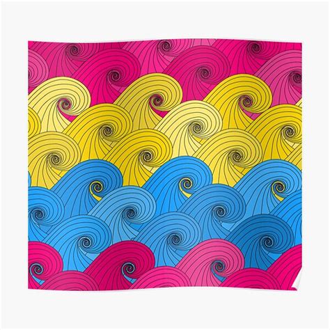 Pansexual Ocean Waves Swirl Line Art Pattern Lgbt Poster For Sale By Cashewdays Redbubble