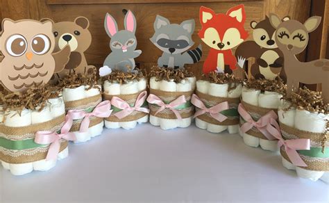 Woodland Baby Shower Decorations Diaper Cakes Woodland Decor Etsy Canada