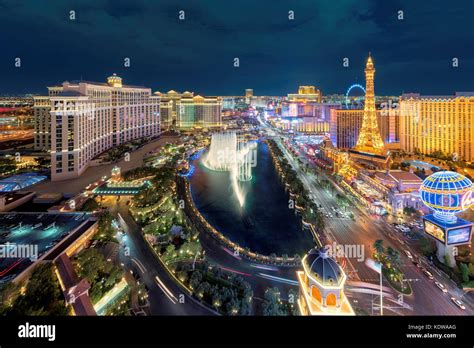 Aerial View Of Las Vegas Strip At Night Stock Photo Alamy