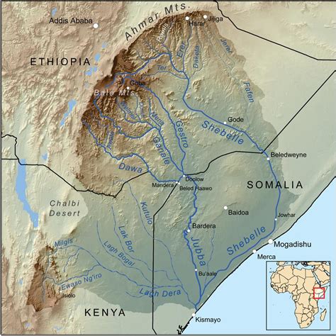Ethiopian Rivers Map Map Of Ethiopian Rivers Eastern Africa Africa