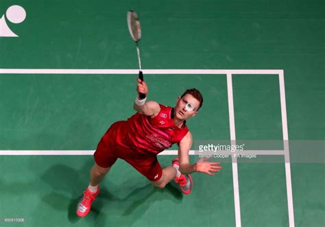 L'open d'angleterre, en anglais : Denmark's Viktor Axelsen in action during his Men's ...