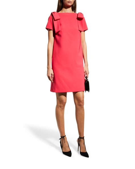 Carolina Herrera Bow Shoulder Mini Shift Dress Neiman Marcus