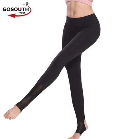 Women Mesh Patchwork Stirrup Legging High Waist Foot Quick Dry Elastic Yoga Pants Sport Fitness