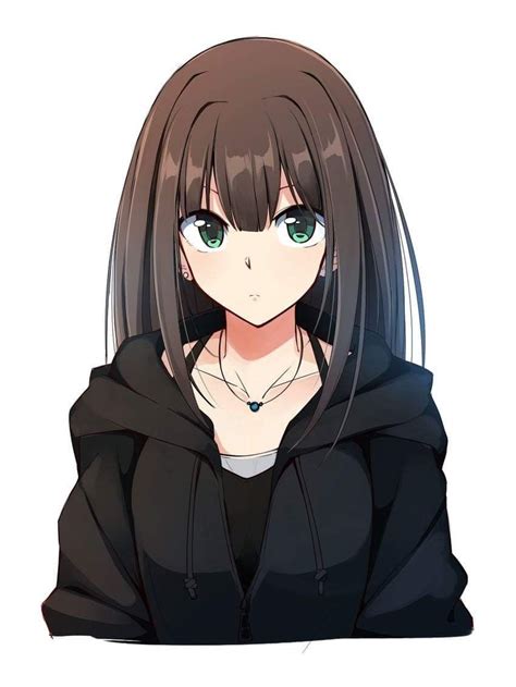 Shoulder Length Hair Tomboy Anime Girl With Brown Hair And Blue Eyes