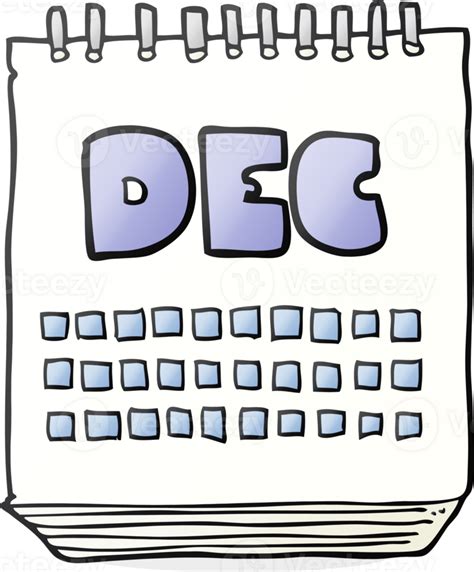 Cartoon Calendar Showing Month Of December 36450604 Png
