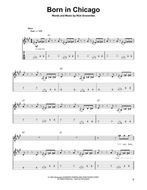 Born In Chicago By The Paul Butterfield Blues Band Guitar Tab Play Along Guitar Instructor