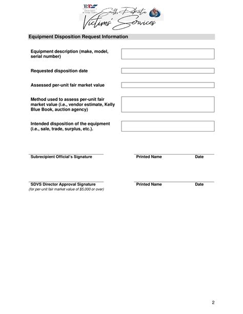 South Dakota Equipment Disposition Request Form Fill Out Sign Online
