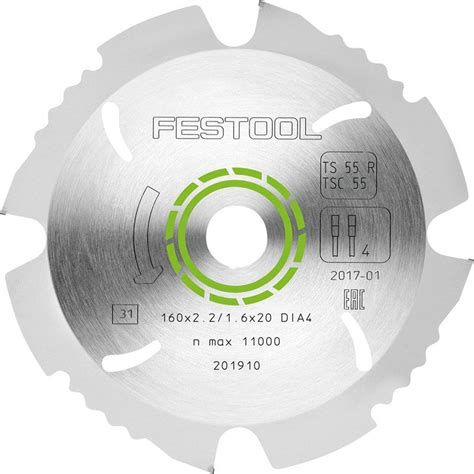 Festool 201910 Diamond Saw Blade 160 X 22 X20mm Dia4 At Dandm Tools