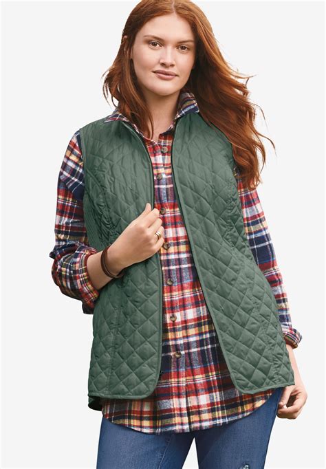 Zip Front Quilted Vest Woman Within