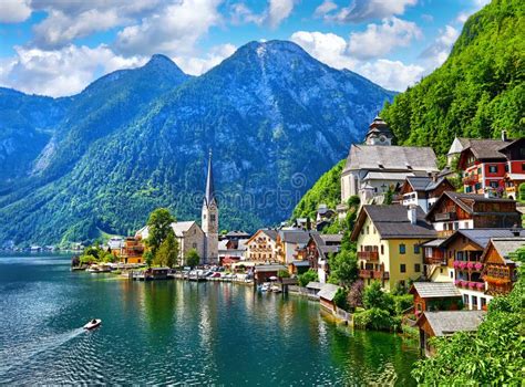 Hallstatt Austria View To Hallstattersee Lake Stock Photo Image Of