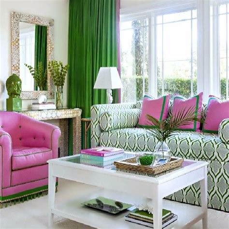Palm Beach Living Room Green Pink And Green Living Room Tropical