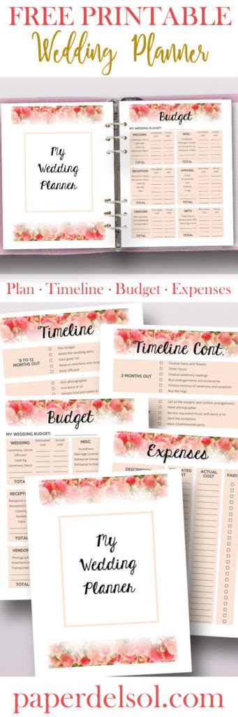 Available in a4 (8.27x11.69 inches) & us (8.5x11 inches). Free Printable Wedding Planner for Wedding Binder!