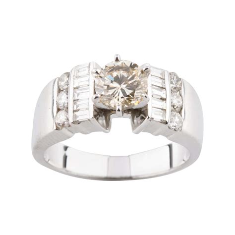 92 Carat Round Diamond Solitaire Ring With Accent Stones In White Gold