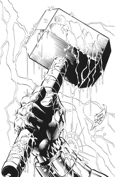 Mjolnir By Mike Deodato Jr Marvel Drawings Thor Hammer Tattoo Thor