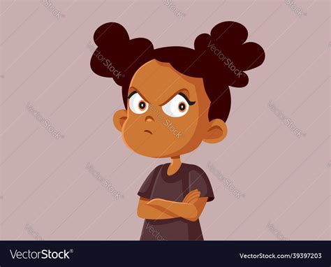 Upset Little Girl Frowning Cartoon Royalty Free Vector Image