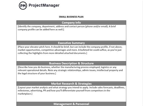 Free Small Business Plan Template For Word Projectmanager