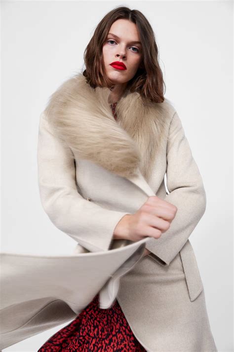 image 7 of coat with faux fur collar from zara faux fur collar fur collars faux fur