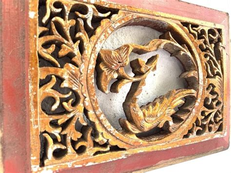 Chinese Wood Carving Antique Old Panel Wall Decor Painting Sculpture