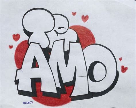 The Word Ama Is Written In Black And White With Red Hearts Around It On