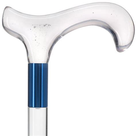 Clear Lucite Derby Handle Walking Cane W Custom Colored Collar