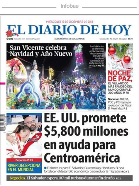 El Diario De Hoy El Salvador Miércoles 19 De Diciembre De 2018 Infobae