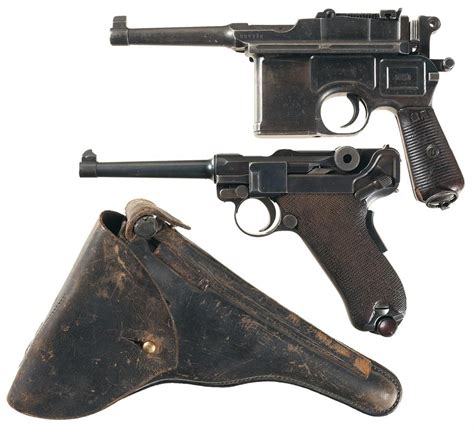 Two European Semi Automatic Pistols A Mauser Bolo Broomhandle Pistol