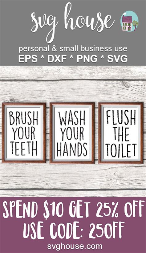 Bathroom Rules Svg Cut File Brush Wash Flush Svg Vector Image Etsy