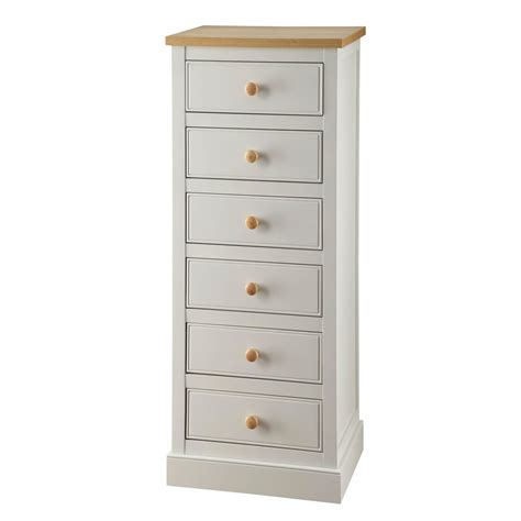 St Ives Dove Grey And Ash 6 Drawer Tall Chest Of Drawers Wilko