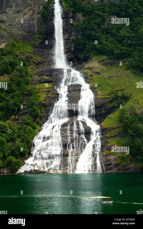 Waterfalls Northern Norwegian Fjords Stock Photo Alamy