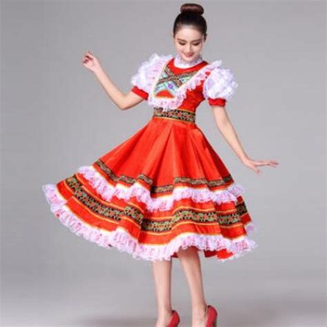 Russian Internationale Folk Dance Dresses Red Color Stage Performance