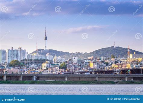 Seoul City And Han River In The Evening And N Seoul Tower Behind Seoul