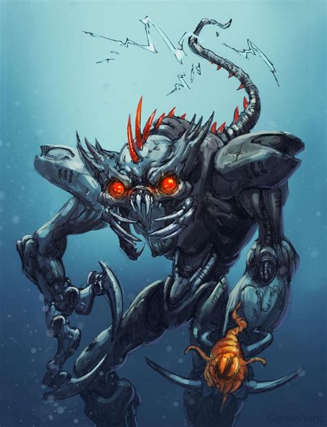 An Image Of A Creature With Red Eyes And Horns On It S Face In The Water