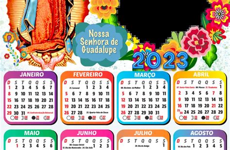 Calendário 2023 Nossa Senhora De Guadalupe Moldura Png Para