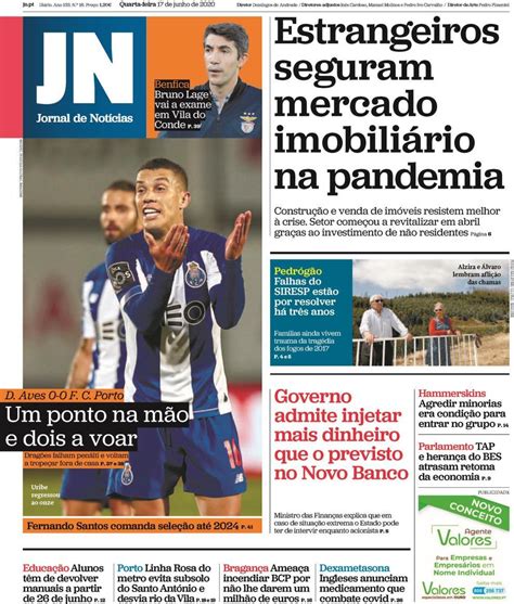 Capa Jornal De Notícias 17 Junho 2020 Capasjornaispt