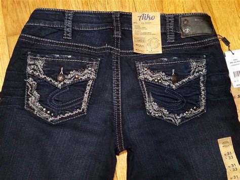 Silver Aiko Slim Boot Jeans Mid Rise Dark Wash Super Stretch New With Tags EBay