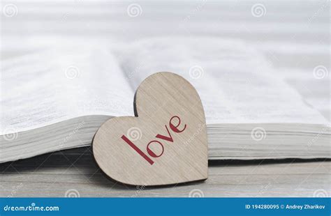 Open Holy Bible On The Table Heart Love Stock Image Image Of