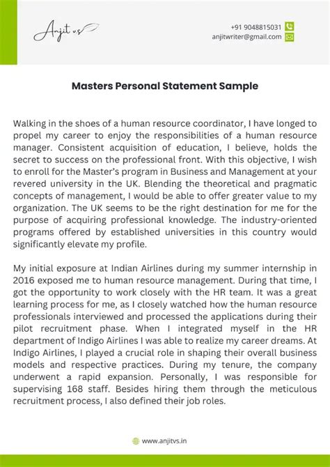 Personal Statement For Masters Example Pdf 2023