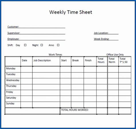 √ Free 4 Samples Of Weekly Employee Timesheet Template Templateral