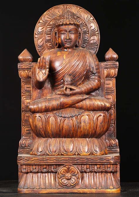 Virtue is persecuted more by the wicked than it is loved by the good. SOLD Wooden Teaching Buddha Sculpture 18" (#76w6au): Hindu ...