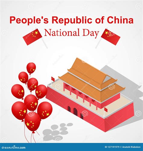 National Day Of China Concept Background Isometric Style Stock