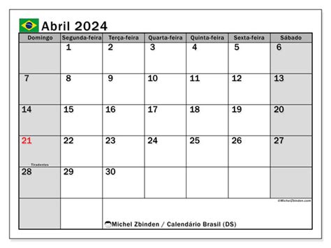 Calendário De Abril De 2024 Para Imprimir “44ds” Michel Zbinden Br