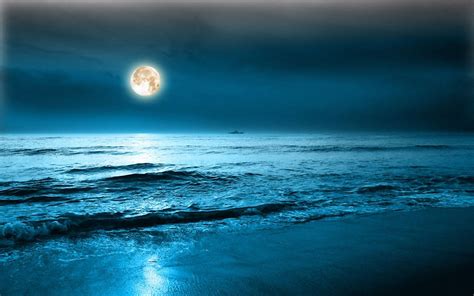Full Moon Over Ocean Hd Wallpaper Background Image 1920x1200