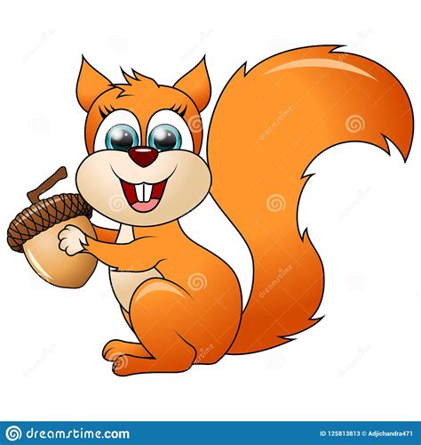 Cartoon Funny Squirrel Isolated On White Background Stock