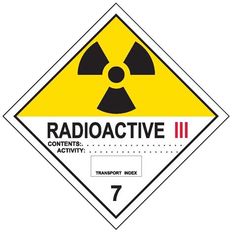 Radioactive 111 Class 7 Label Mylar Tyvek Reinforcement Strips